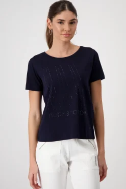 T-Shirt mit Strassschrift