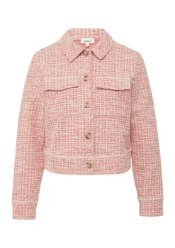 Verkürzte Bouclé-Jacke aus Sweat mit aufgesetzten Taschen