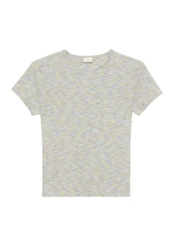 Verkürztes T-Shirt aus Rippware mit paspeliertem Ausschnitt