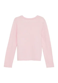 Weiche Strickjacke mit Wellsaum und floraler Applikation